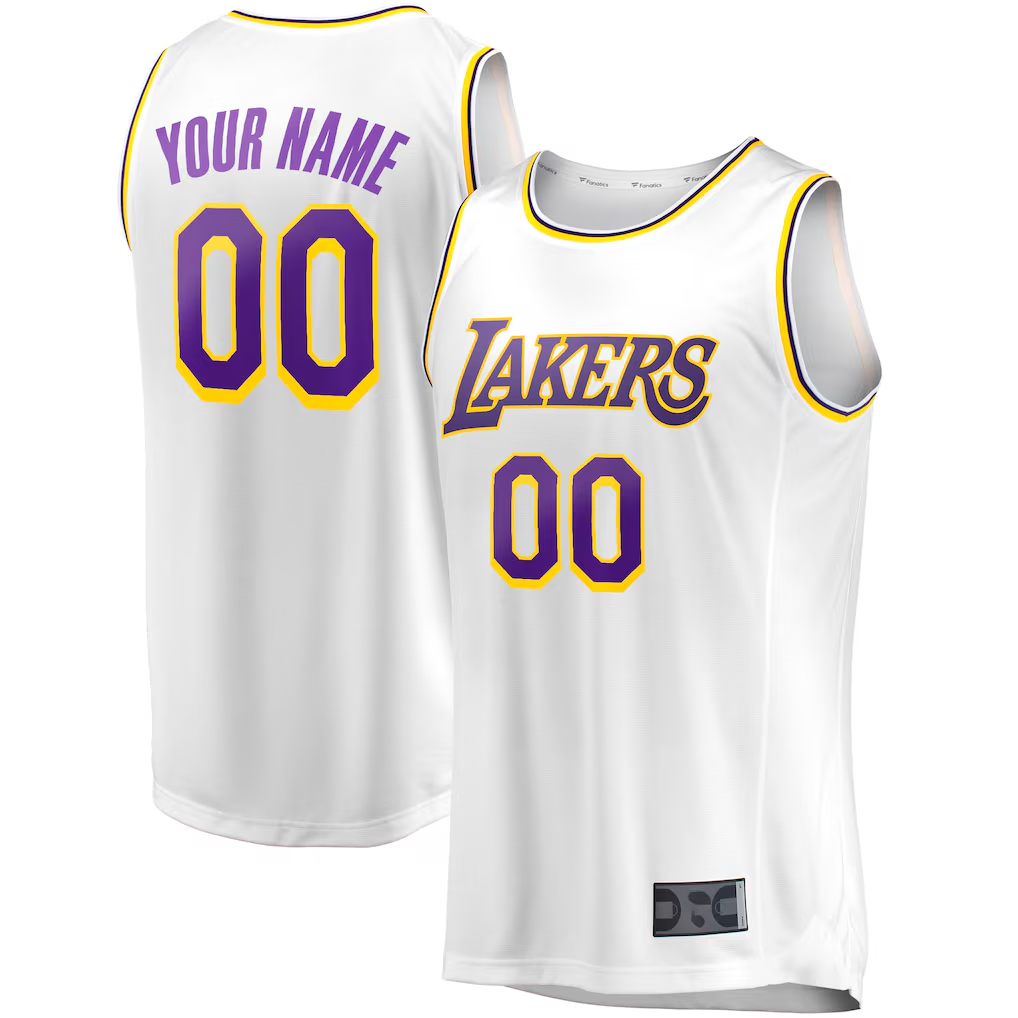 Elroe Custom LA.Lakers White Fast Break Replica Stitched Jerseys - Association Edition