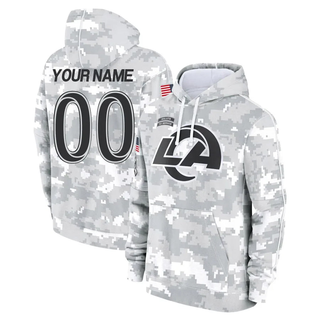 Elroe Custom LA.Rams Arctic Camo Salute to Service Hoodies Limited Game Any Name & Numbers Stitched Jerseys