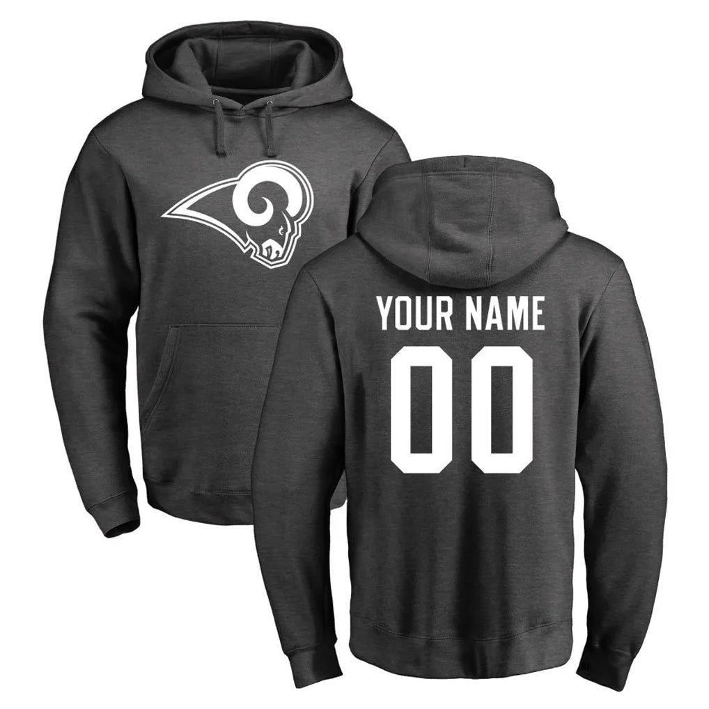 Elroe Custom LA.Rams Gray Pullover Hoodie Limited Game Any Name & Numbers Stitched Jerseys