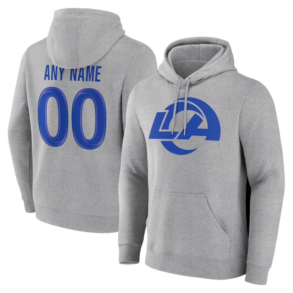 Elroe Custom LA.Rams Light Gray Pullover Hoodie Limited Game Any Name & Numbers Stitched Jerseys