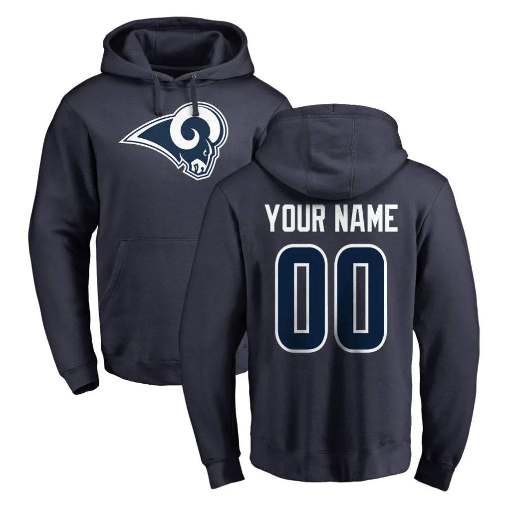 Elroe Custom LA.Rams Navy Pullover Hoodie Limited Game Any Name & Numbers Stitched Jerseys