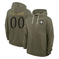 Elroe Custom LA.Rams Olive Salute to Service Pullover Hoodies Limited Any Name & Numbers Stitched Jerseys