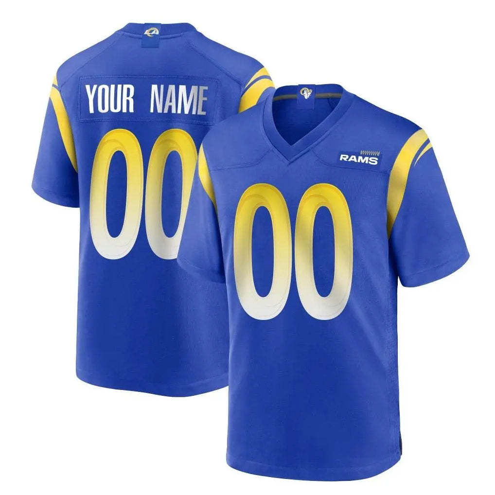 Elroe Custom LA.Rams Royal Home Game Any Name & Numbers Stitched Jerseys
