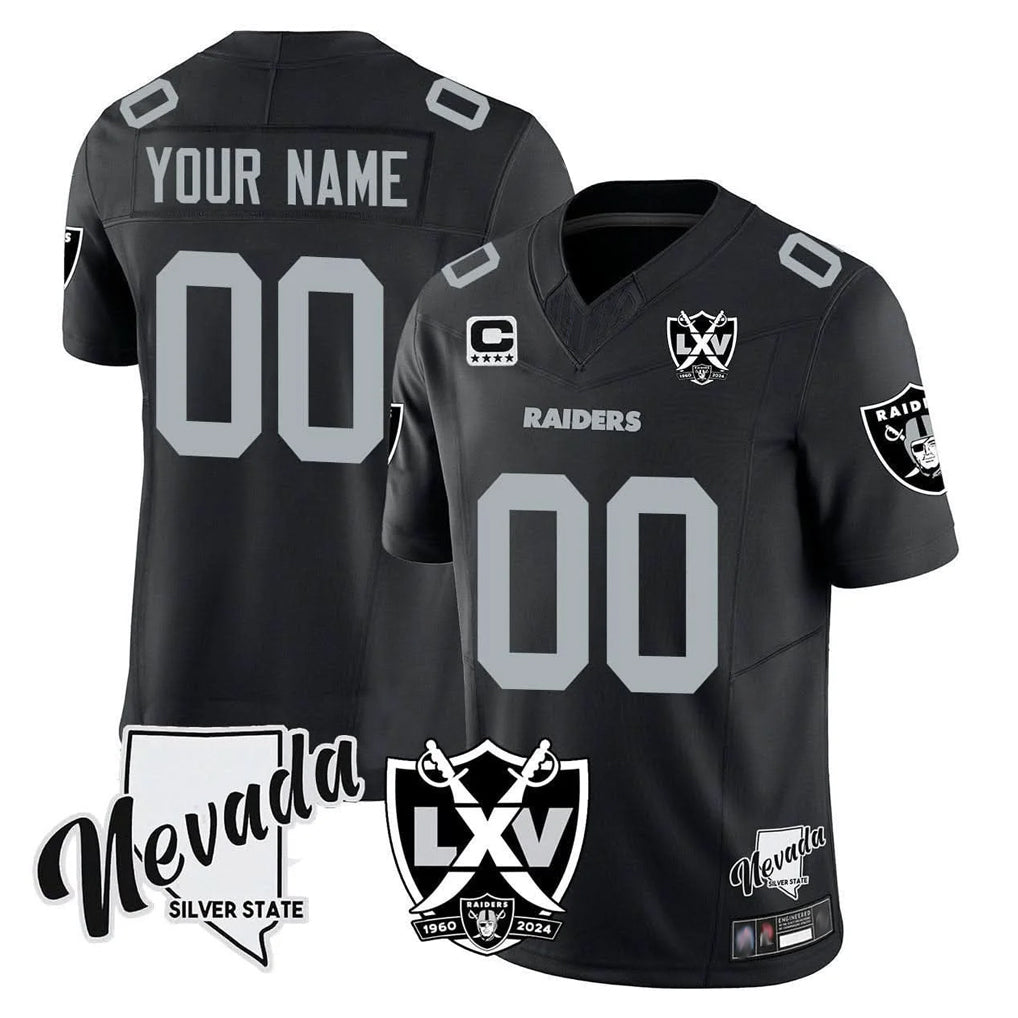 Elroe Custom LV.Raiders Black 65th Anniversary Vapor Limited Home Game Any Name & Numbers Stitched Jerseys