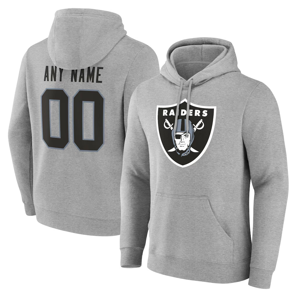 Elroe Custom LV.Raiders Gray LOGO Pullover Hoodies Home Game Any Name & Numbers Stitched Jerseys