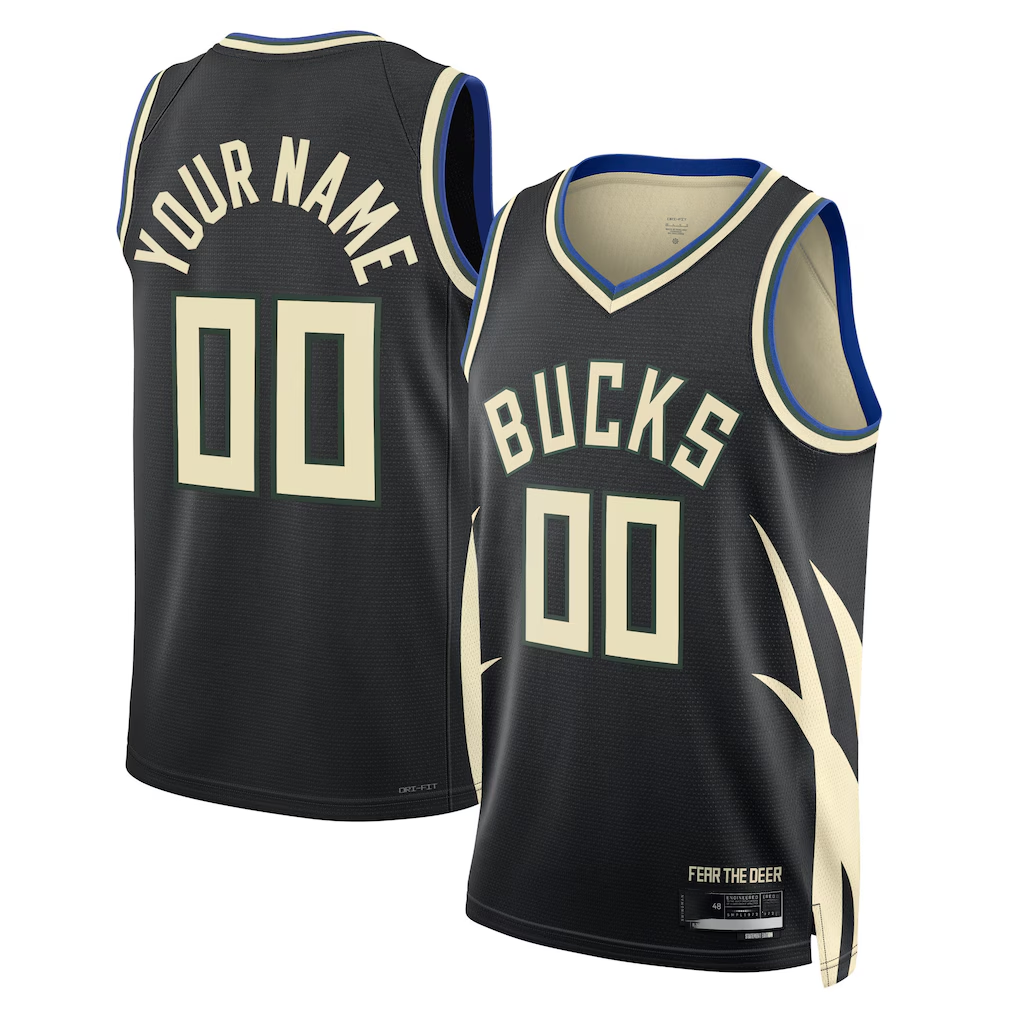 Elroe Custom M.Bucks Black 2022-23 Swingman Jerseys - Statement Edition