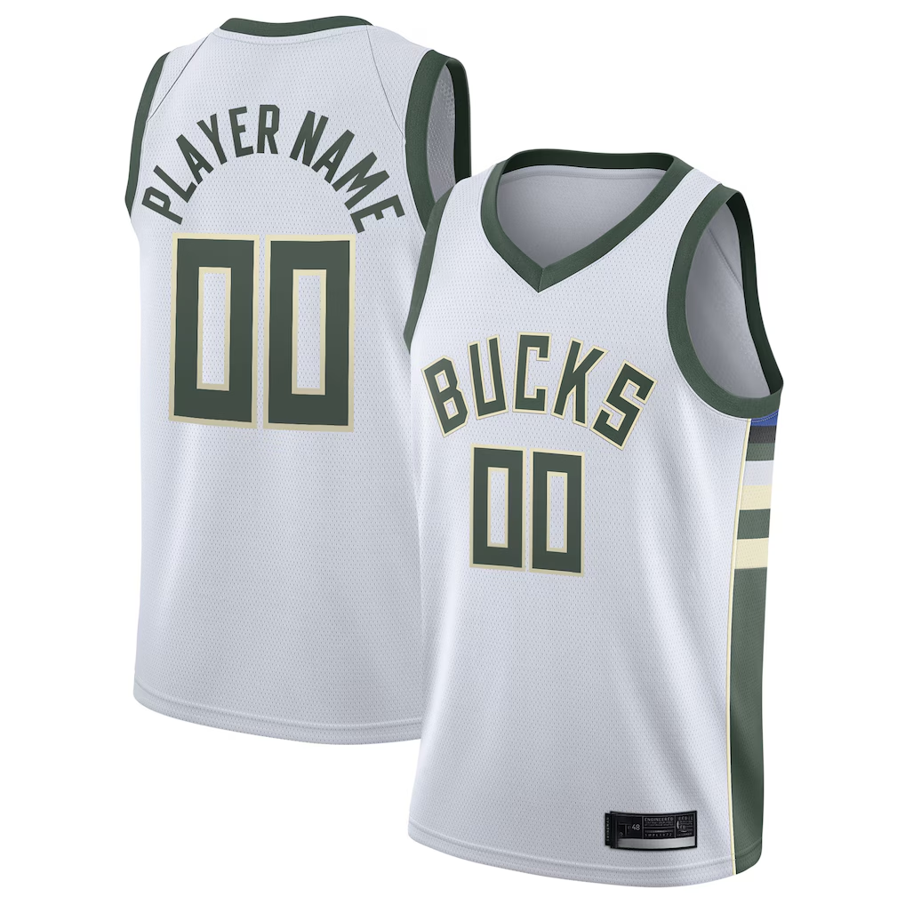 Elroe Custom M.Bucks White 2020-21 Swingman Custom Jerseys - Association Edition
