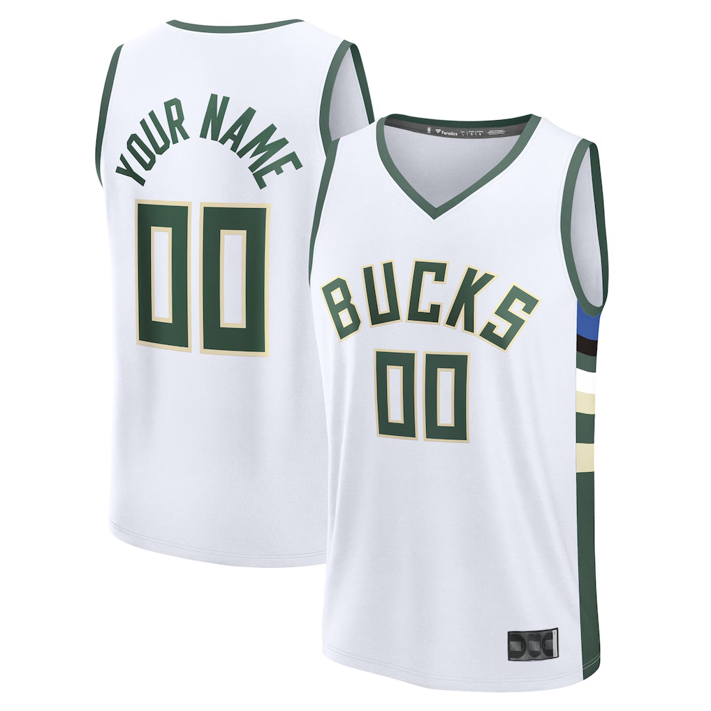 Elroe Custom M.Bucks White Fast Break Jerseys - Association Edition