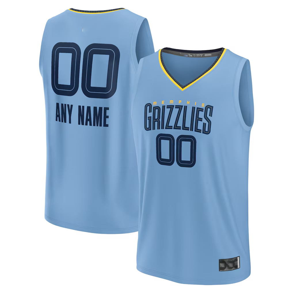 Elroe Custom M.Grizzlies Light Blue Fast Break Stitched Jerseys- Statement Edition