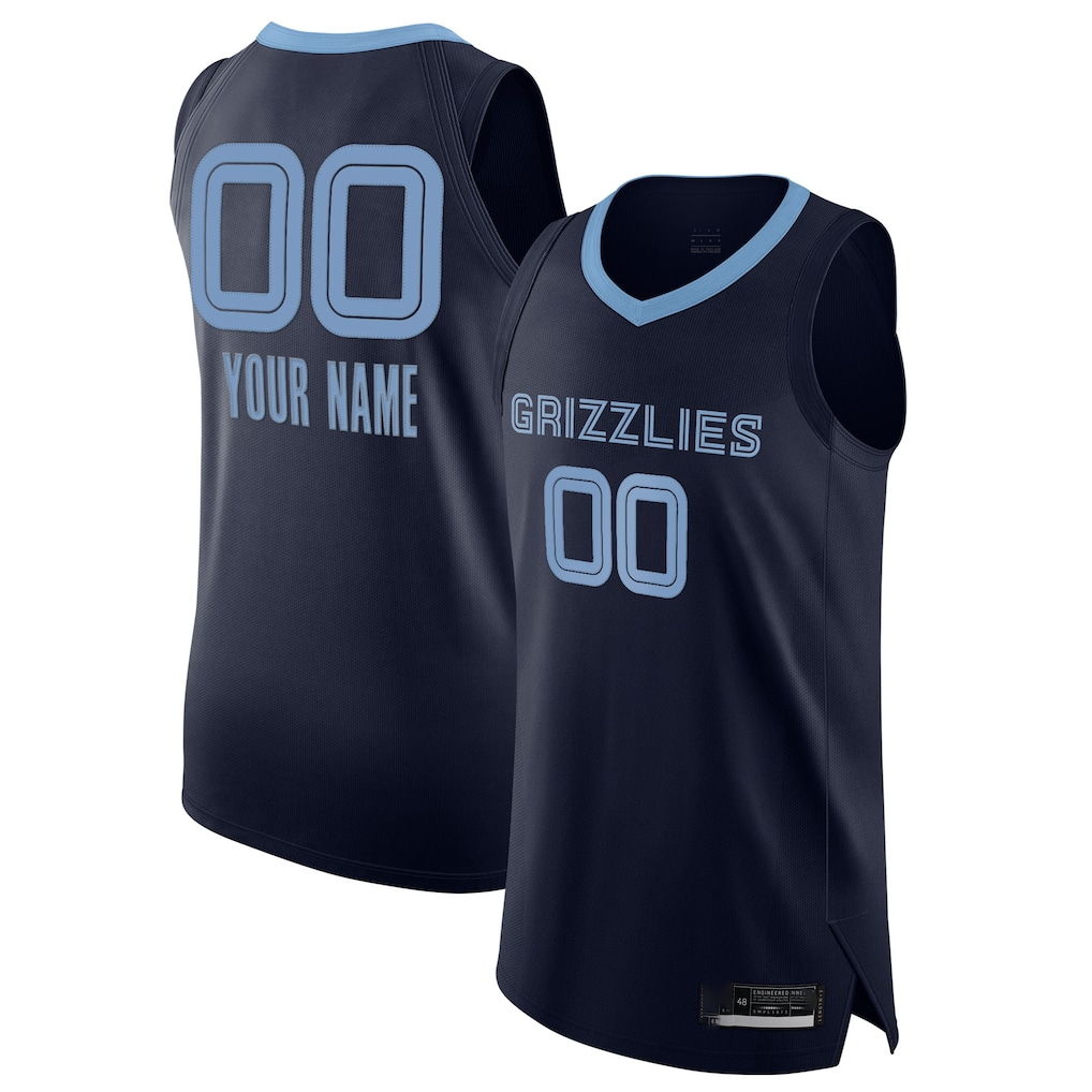 Elroe Custom M.Grizzlies Navy 2020-2021 Authentic Stitched Jerseys- Icon Edition
