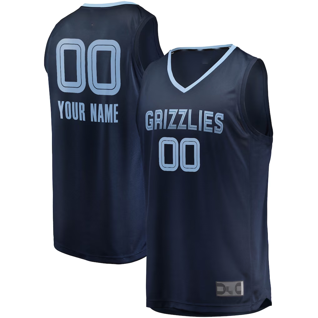 Elroe Custom M.Grizzlies Navy Fast Break Replica Stitched Jerseys- Icon Edition