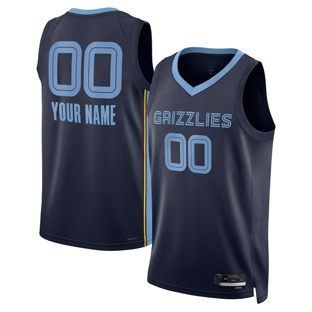 Elroe Custom M.Grizzlies Navy Swingman Stitched Jerseys- Icon Edition
