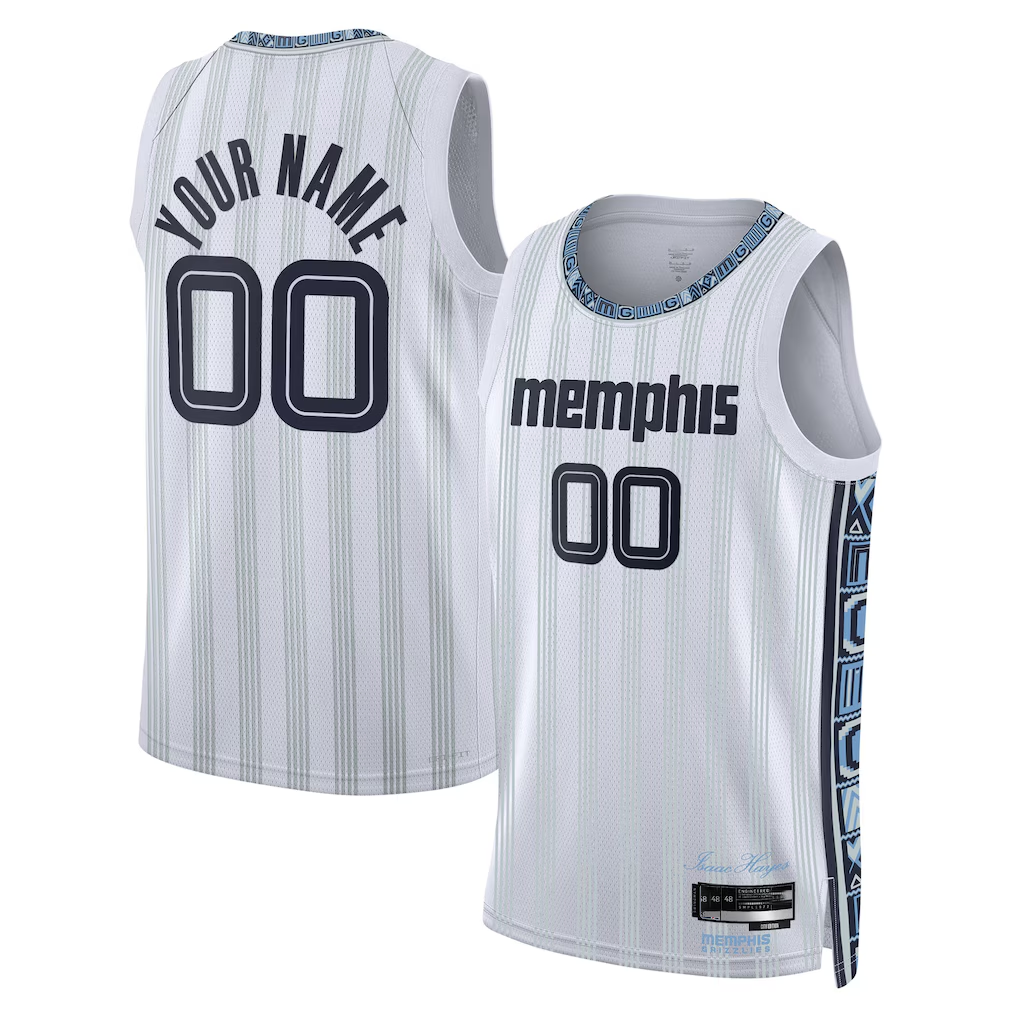Elroe Custom M.Grizzlies White 2025-2026 City Edition Swingman Stitched Jerseys