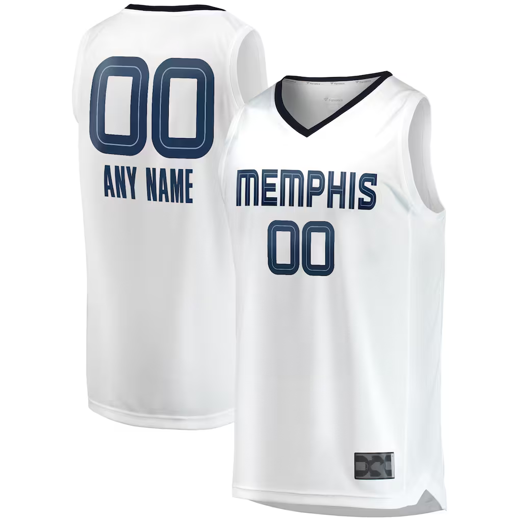 Elroe Custom M.Grizzlies White Fast Break Replica Stitched Jerseys- Association Edition