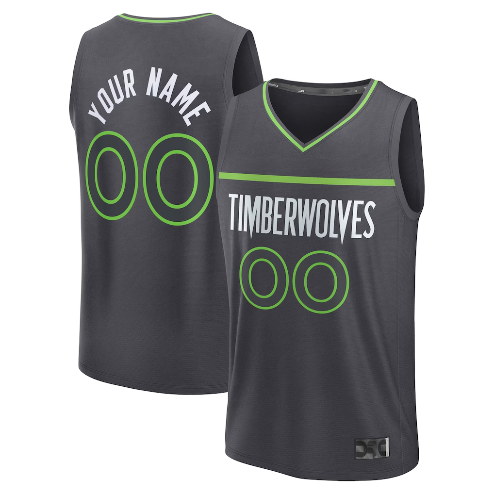 Elroe Custom M.Timberwolves Anthracite Fast Break Stitched Jerseys- Icon Edition