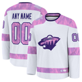 Elroe Custom M.Wild White 2024 Hockey Fights Cancer Practice Jerseys