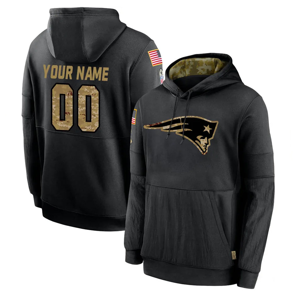 Elroe Custom NE.Patriots Black Salute to Service Hoodies Limited Game Any Name & Numbers Stitched Jerseys