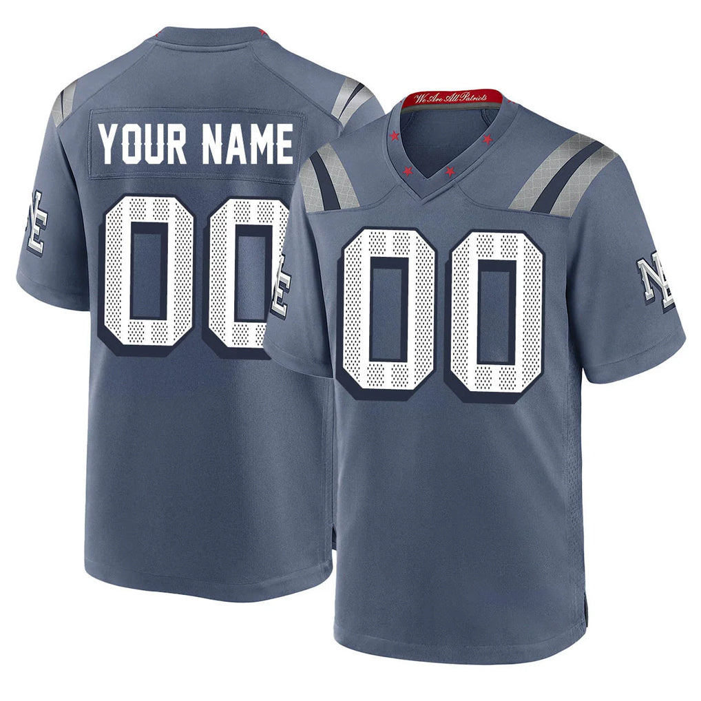 Elroe Custom NE.Patriots Blue Rivalries Collection Home Game Any Name & Numbers Stitched Jerseys