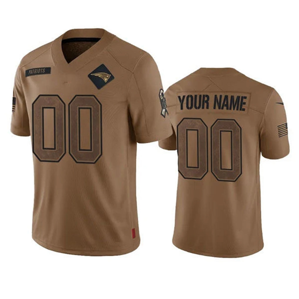 Elroe Custom NE.Patriots Brown Salute To Service Limited Any Name & Numbers Stitched Jerseys