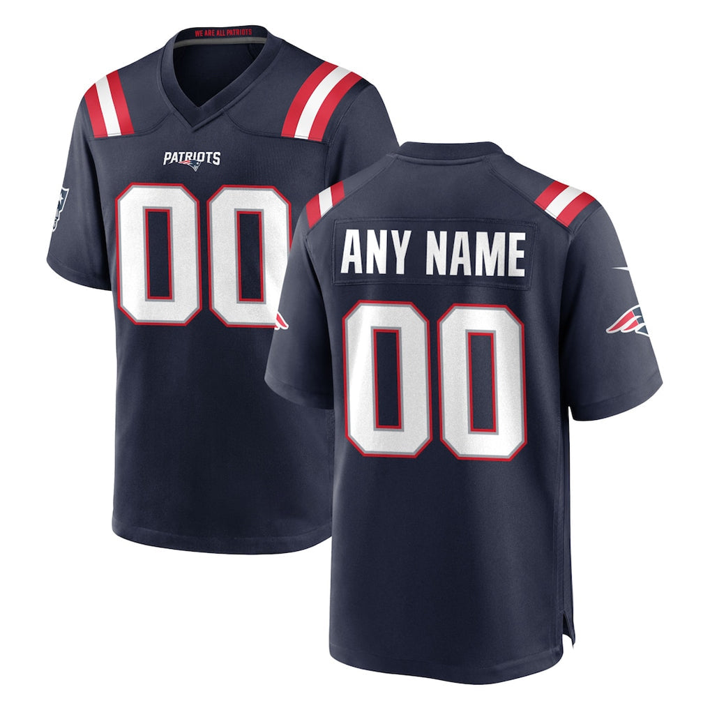Elroe Custom NE.Patriots Navy Home Game Any Name & Numbers Stitched Jerseys