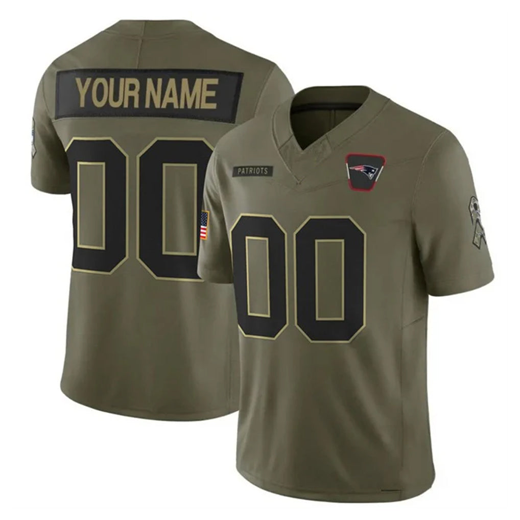 Elroe Custom NE.Patriots Olive 2025 Salute To Service Limited Any Name & Numbers Stitched Jerseys