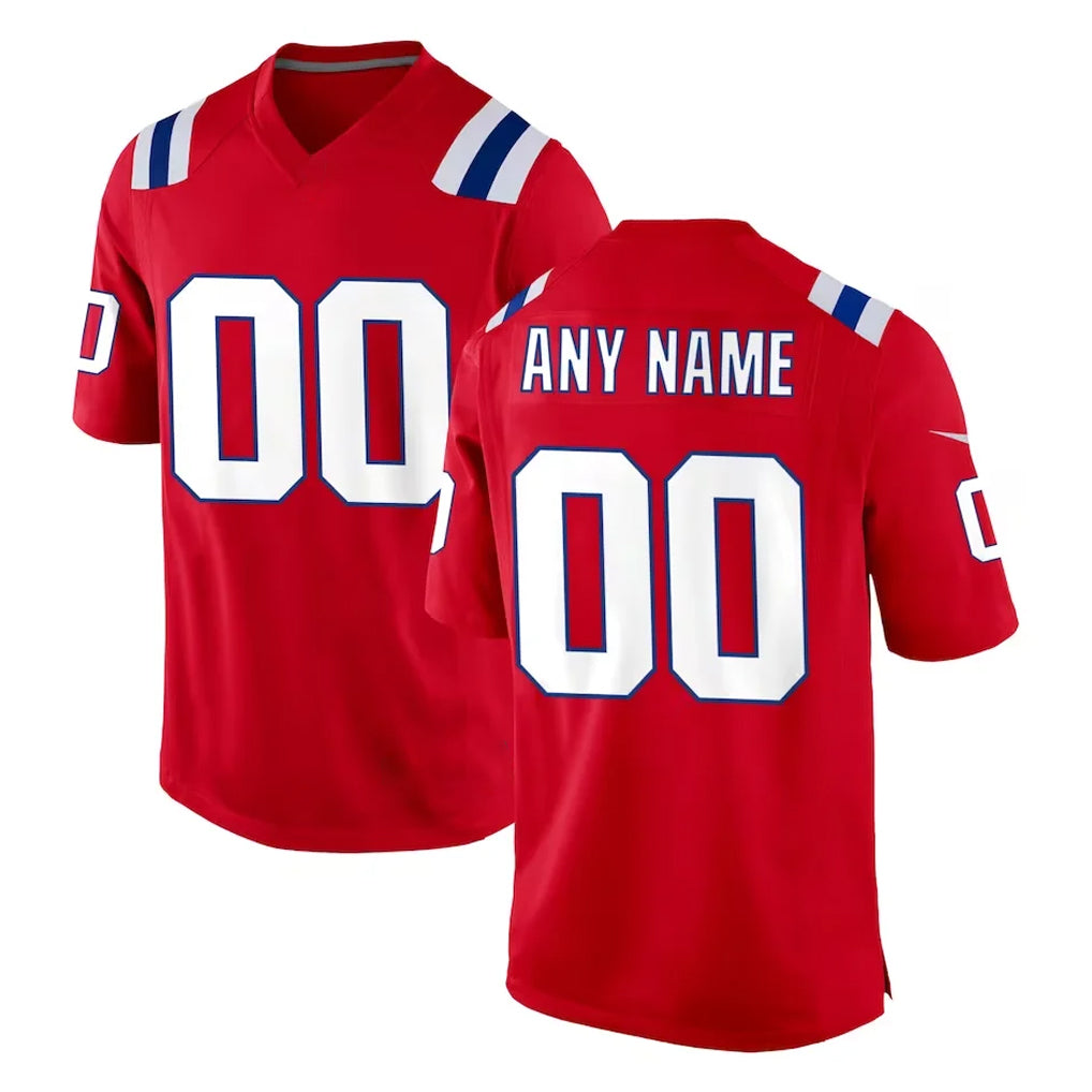 Elroe Custom NE.Patriots Red Home Game Any Name & Numbers Stitched Jerseys
