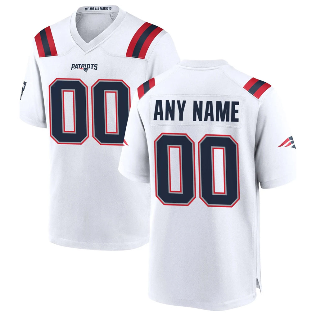 Elroe Custom NE.Patriots White Home Game Any Name & Numbers Stitched Jerseys