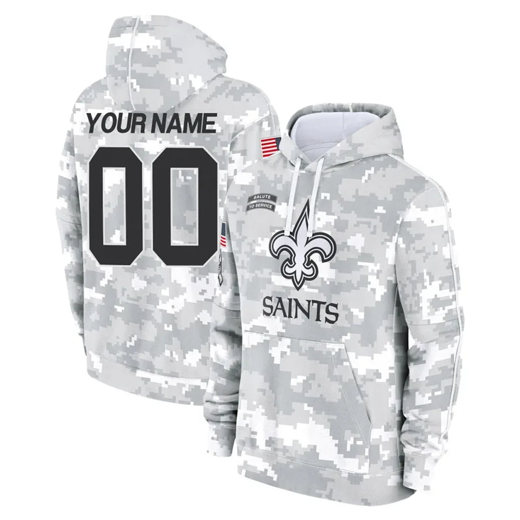 Elroe Custom NO.Saints Arctic Camo Salute to Service Pullover Hoodies Limited Game Any Name & Numbers Stitched Jerseys