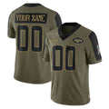 Elroe Custom NY.Jets Olive Salute To Service Limited Game Any Name & Numbers Stitched Jerseys