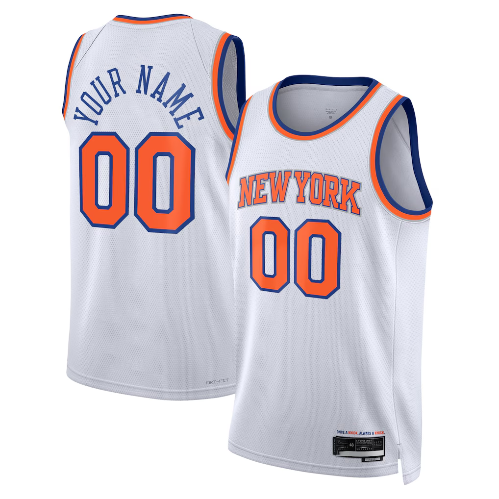 Elroe Custom NY.Knicks White Swingman Jerseys - Association Edition
