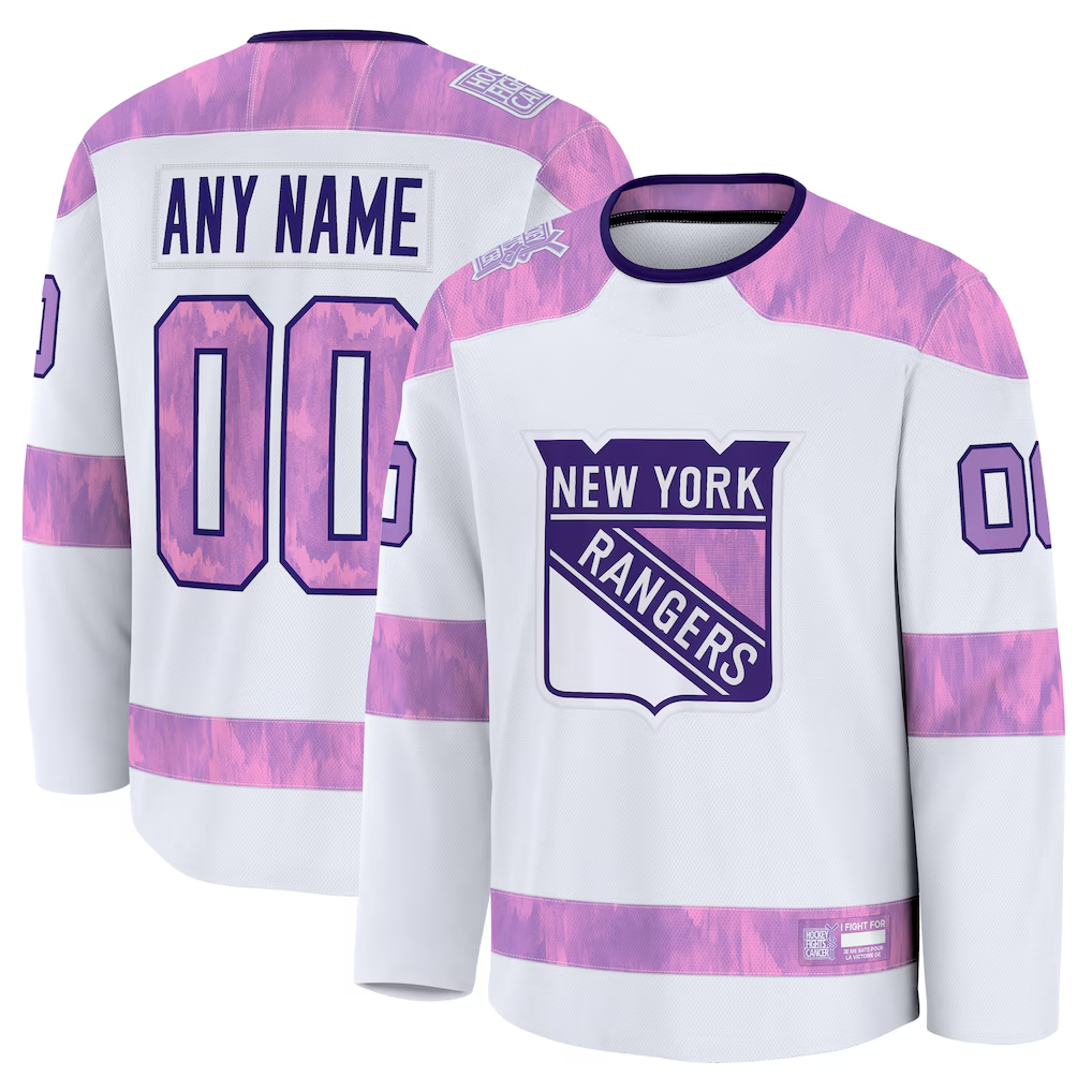 Elroe Custom NY.Rangers White 2024 Hockey Fights Cancer Practice Jerseys