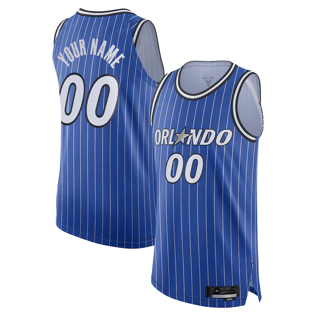 Elroe Custom O.Magic Blue Authentic Jerseys - Icon Edition