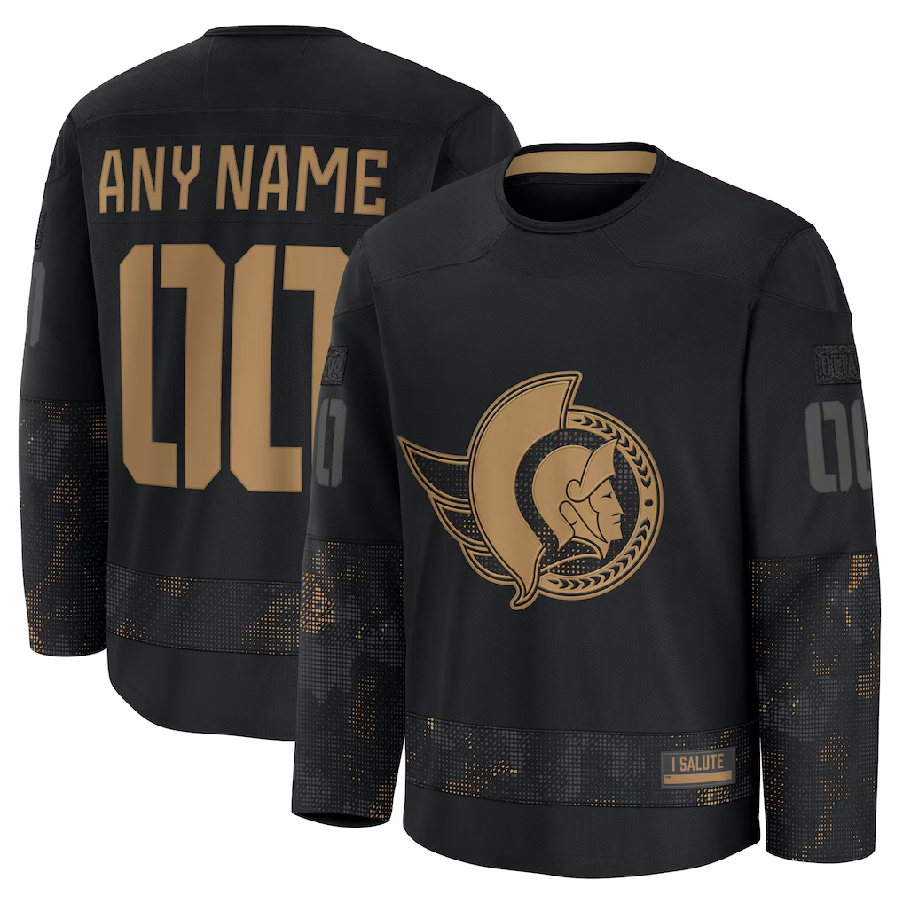 Elroe Custom O.Senators Black 2024 Military Appreciation Practice Jerseys
