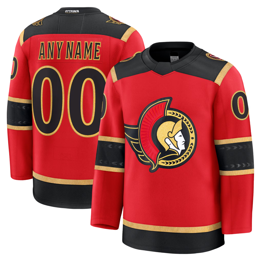 Elroe Custom O.Senators Red Alternate Premium Jerseys