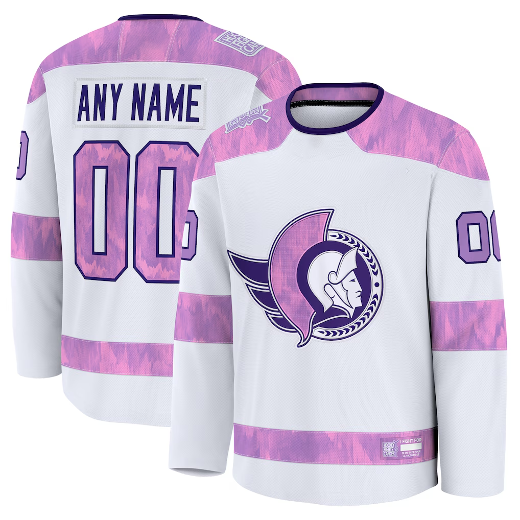 Elroe Custom O.Senators White 2024 Hockey Fights Cancer Practice Jerseys