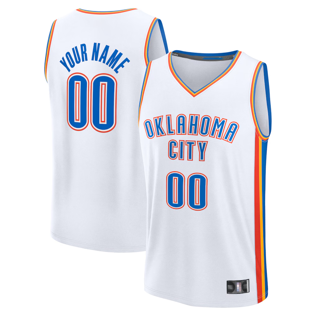 Elroe Custom OC.Thunder White Fast Break Stitched Jerseys- Association Edition
