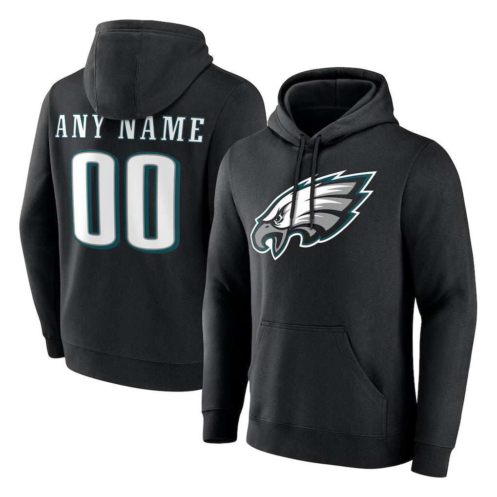 Elroe Custom P.Eagles Black LOGO Pullover Hoodies Home Game Any Name & Numbers Stitched Jerseys