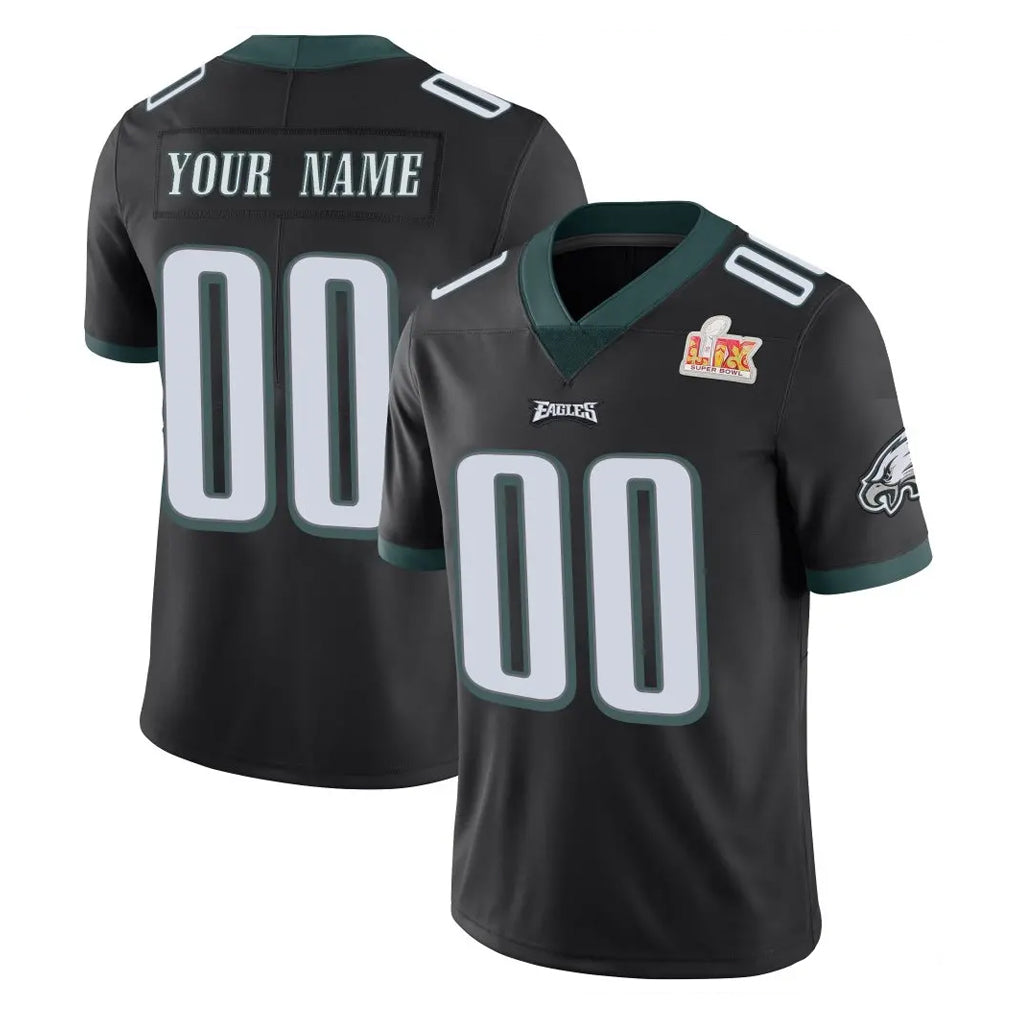 Elroe Custom P.Eagles Black Limited Vapor Untouchable Super Bowl LIX Home Game Any Name & Numbers Stitched Jerseys