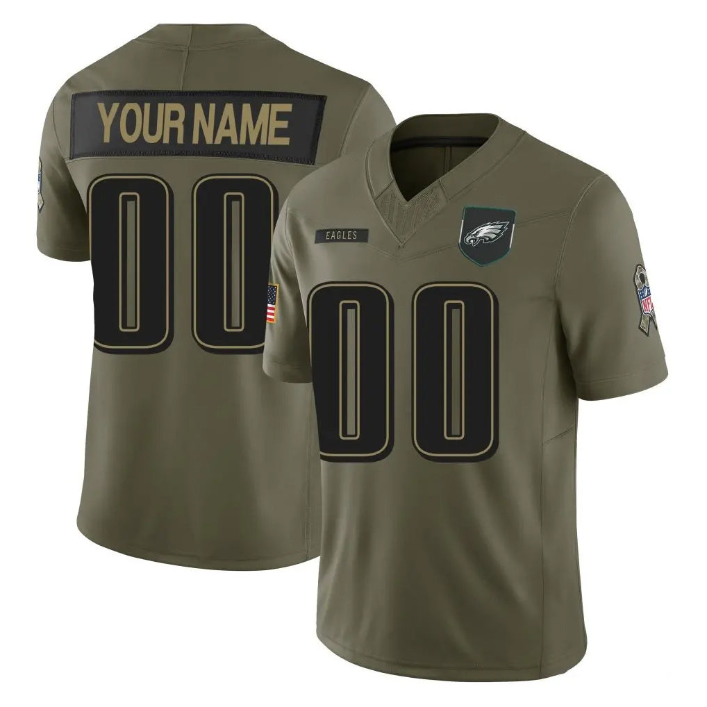 Elroe Custom P.Eagles Olive 2025 Salute To Service Limited Any Name & Numbers Stitched Jerseys