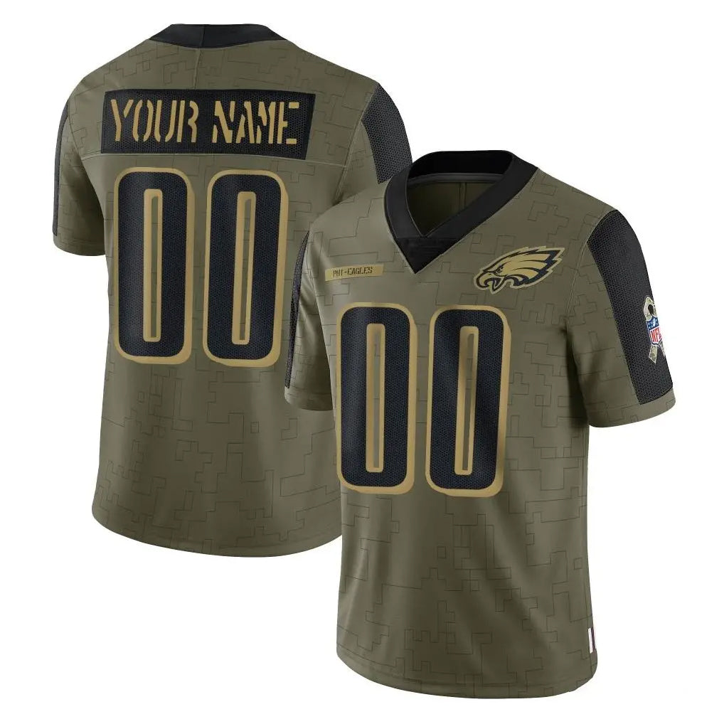 Elroe Custom P.Eagles Olive Salute To Service Limited Game Any Name & Numbers Stitched Jerseys