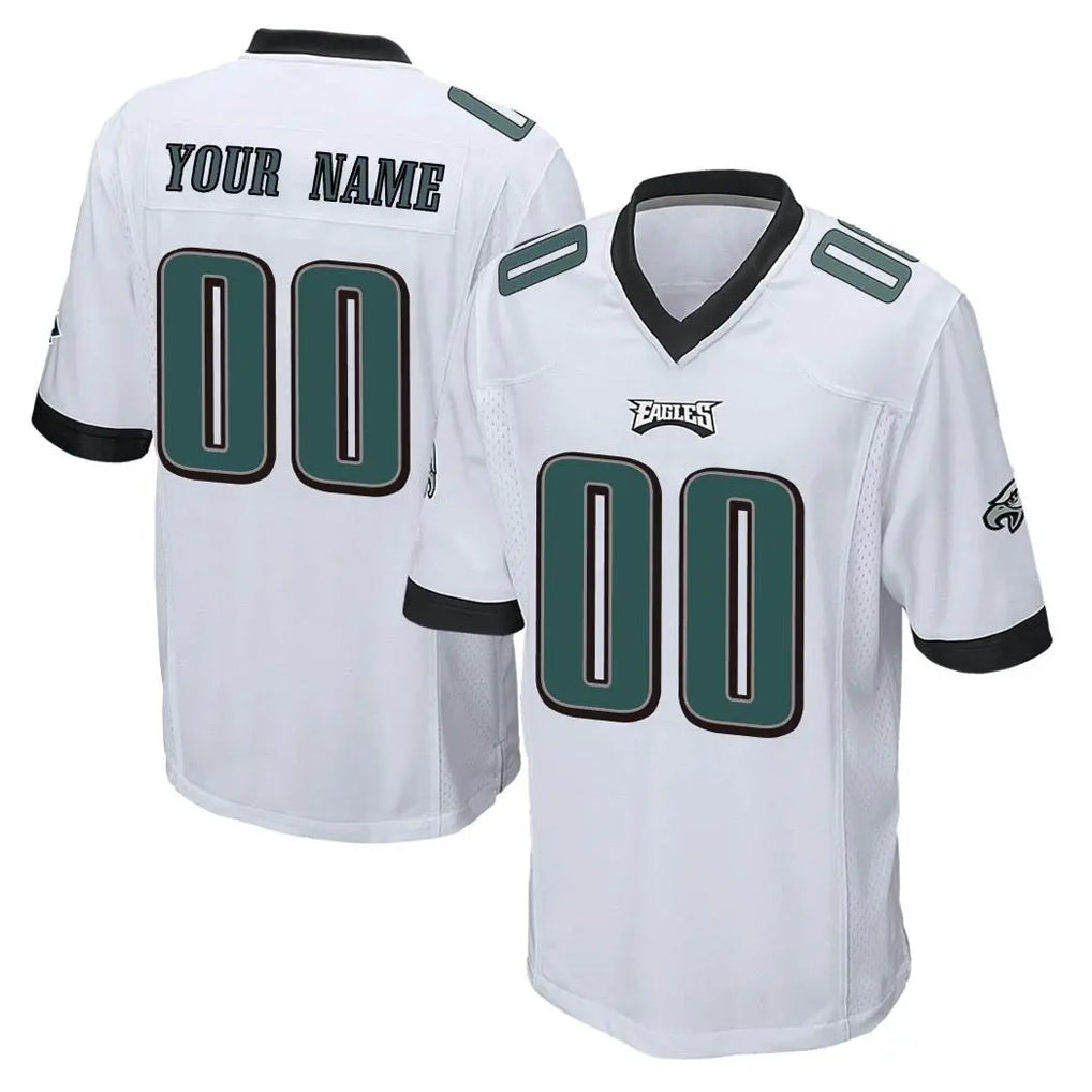 Elroe Custom P.Eagles White Home Game Any Name & Numbers Stitched Jerseys