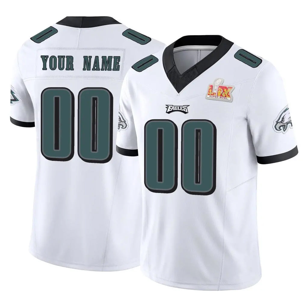 Elroe Custom P.Eagles White Limited Vapor F.U.S.E. Super Bowl LIX Home Game Any Name & Numbers Stitched Jerseys