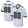 Elroe Custom P.Eagles White Super Bowl LIX Home Game Any Name & Numbers Stitched Jerseys