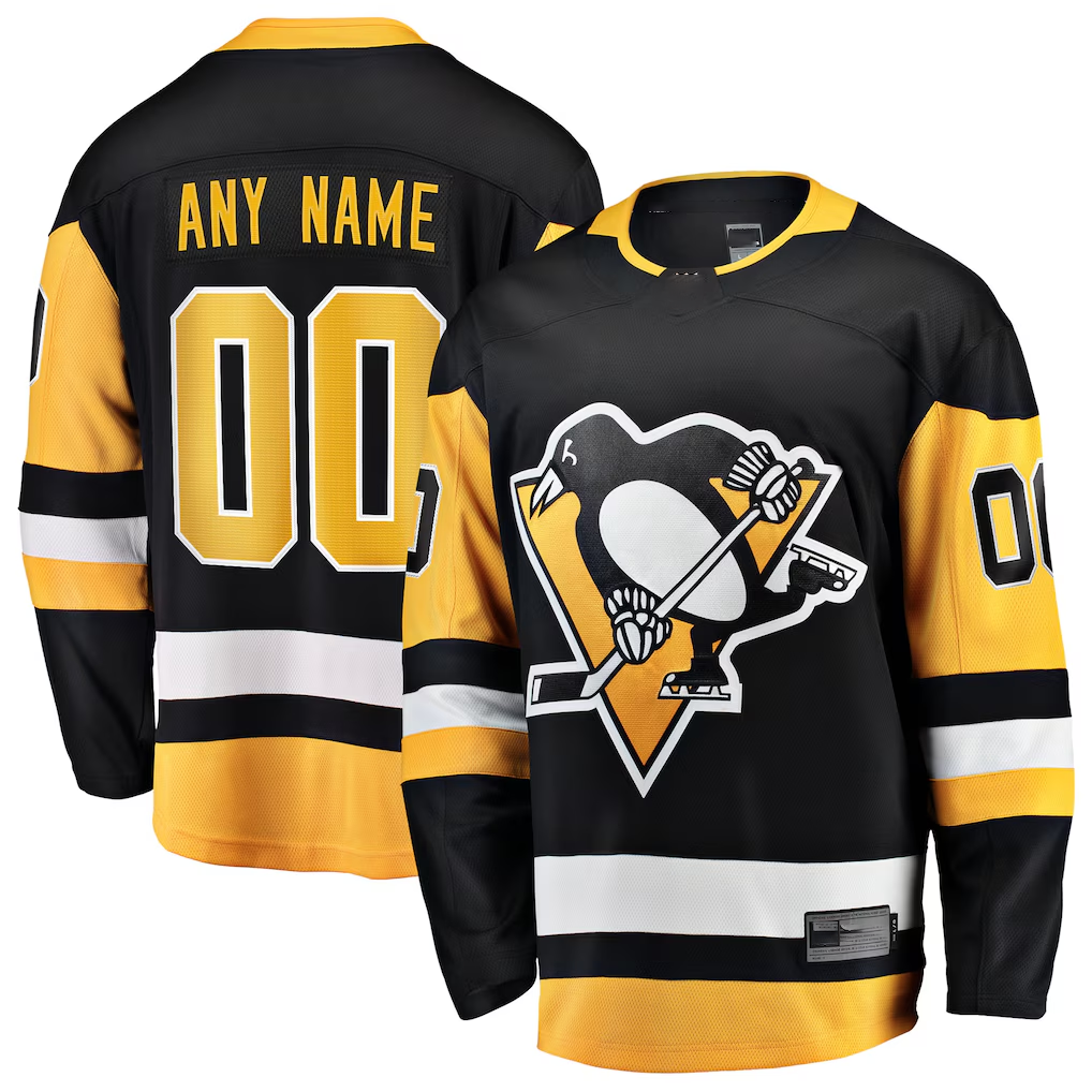Elroe Custom P.Penguins Black Home Breakaway Jerseys