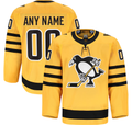 Elroe Custom P.Penguins Gold Alternate Authentic Pro Jerseys