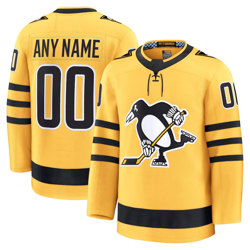 Elroe Custom P.Penguins Gold Alternate Premium Jerseys