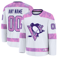 Elroe Custom P.Penguins White 2024 Hockey Fights Cancer Jerseys
