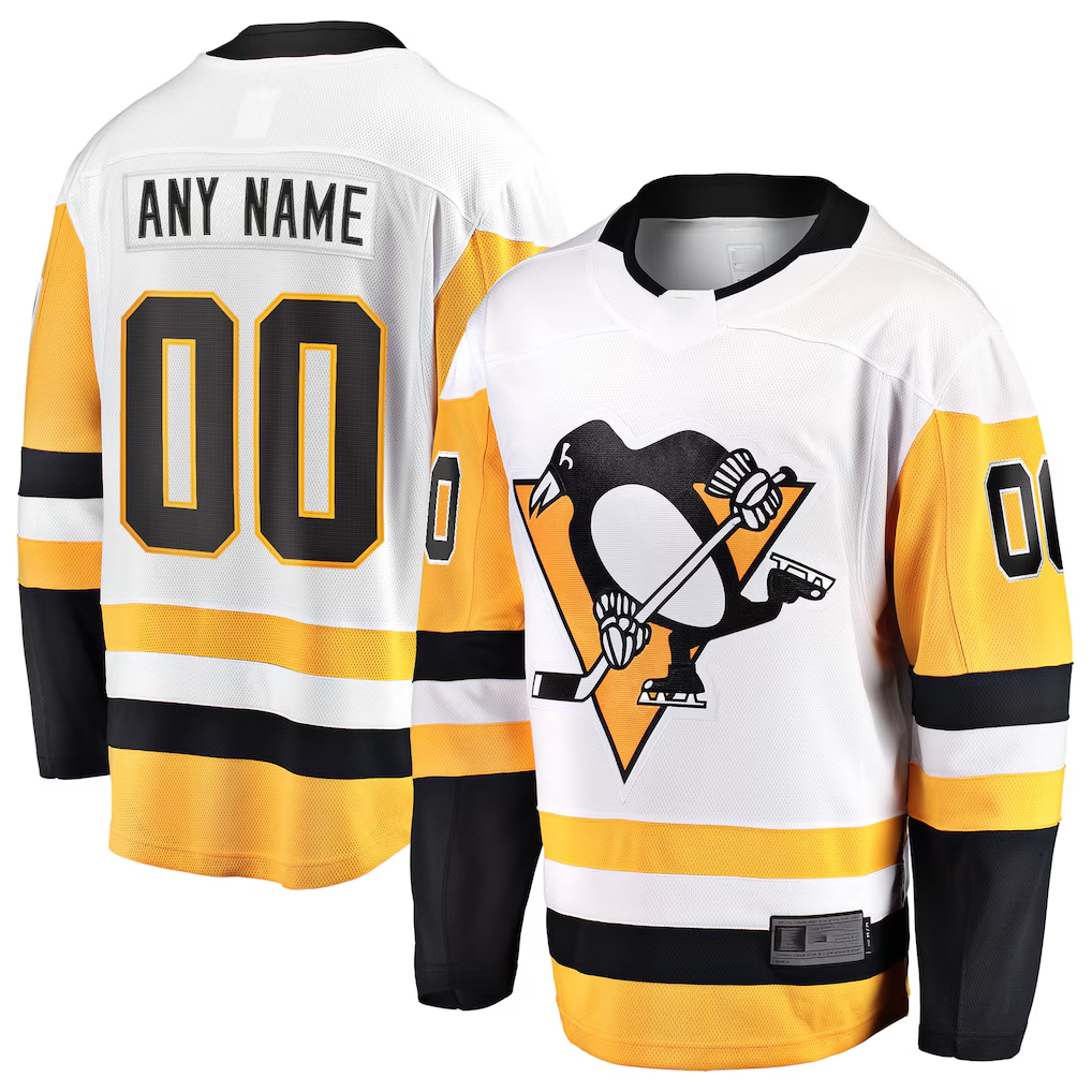 Elroe Custom P.Penguins White Away Breakaway Jerseys