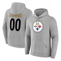 Elroe Custom P.Steelers Gray LOGO Pullover Hoodies Limited Any Name & Numbers Stitched Jerseys