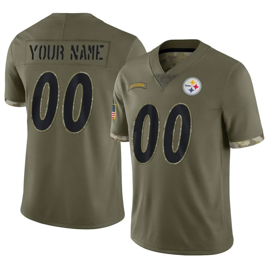Elroe Custom P.Steelers Salute To Service Limited Olive Stitched Jerseys